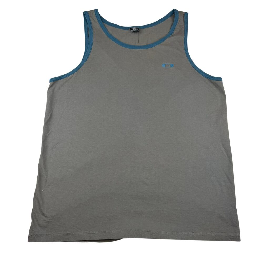 Vintage Oakley Tank Top Gray Blue Trim Men's Size Large